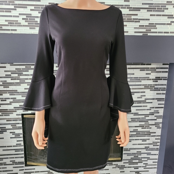 Alice & Olivia Ruffled Sleeve Black Dress 8 - Picture 6 of 6